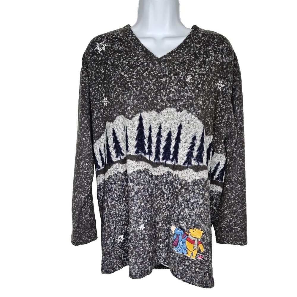 Disney Winnie the Pooh Sweater Womens M Winter Cottagecore Graphic Pullover